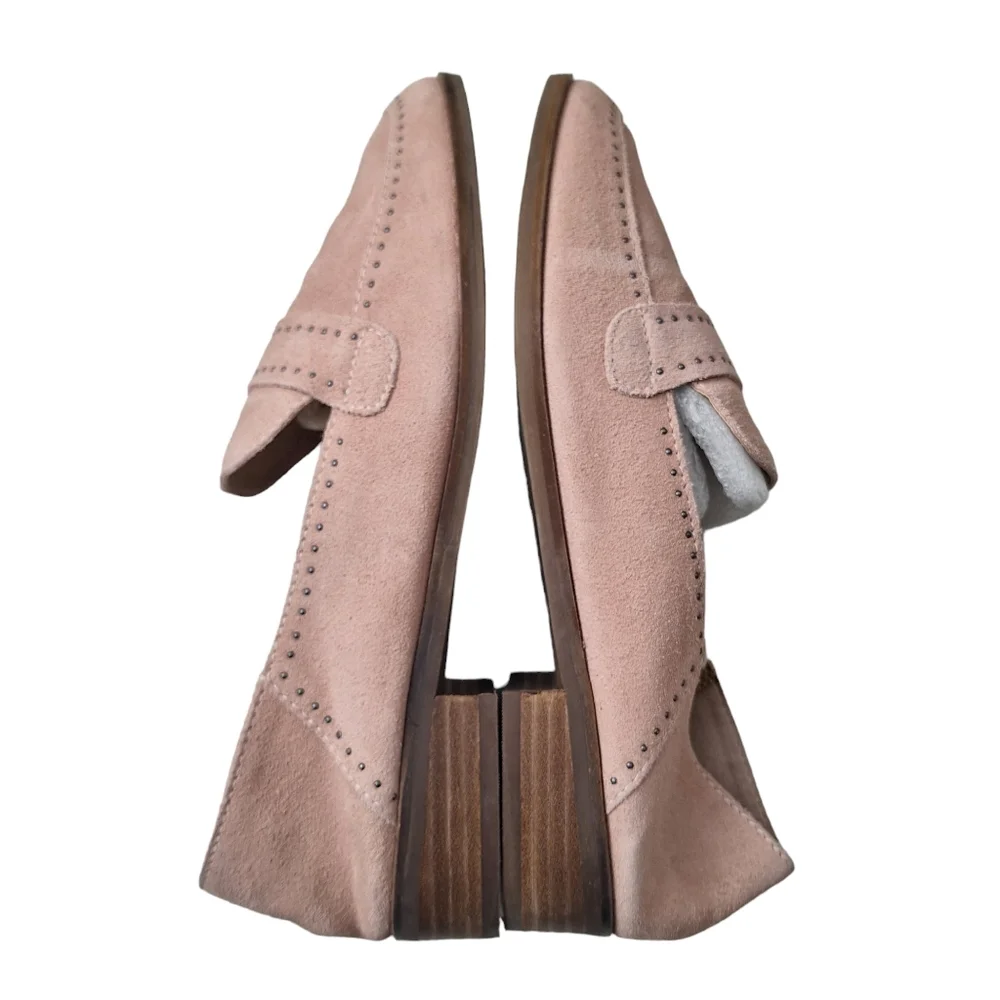 Lucky Brand Sz 10W Crestan Pink Soft Studded Slip-On Suede Loafer Flats Shoes‎
